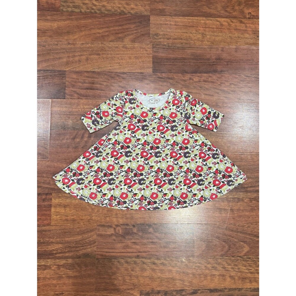 Sew Sassy - Floral Swing Dress in Red & Cream